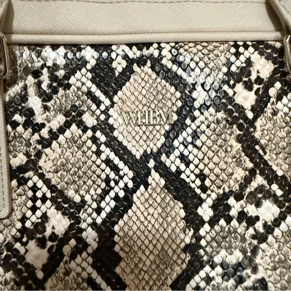 White House Black Market Snakeskin Print Laptop Briefcase Crossbody Bag - Picture 10 of 13